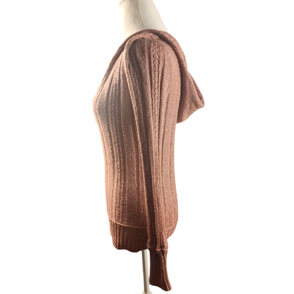 Maurices Women's Med Pink Sweater Hooded V-Plunge Neckline Knit Pullover - Picture 4 of 8